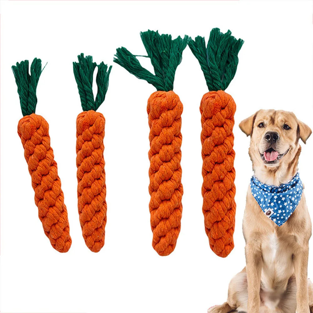 Mystery Paw Kawaii Carrot Rope Dog Chew Toy - Fun & Dental Care Combined!