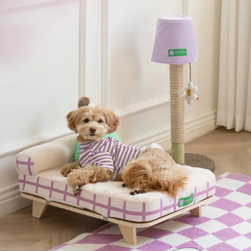 Mystery Paw Elevated Pet Bed with Cozy Pad & Pillow