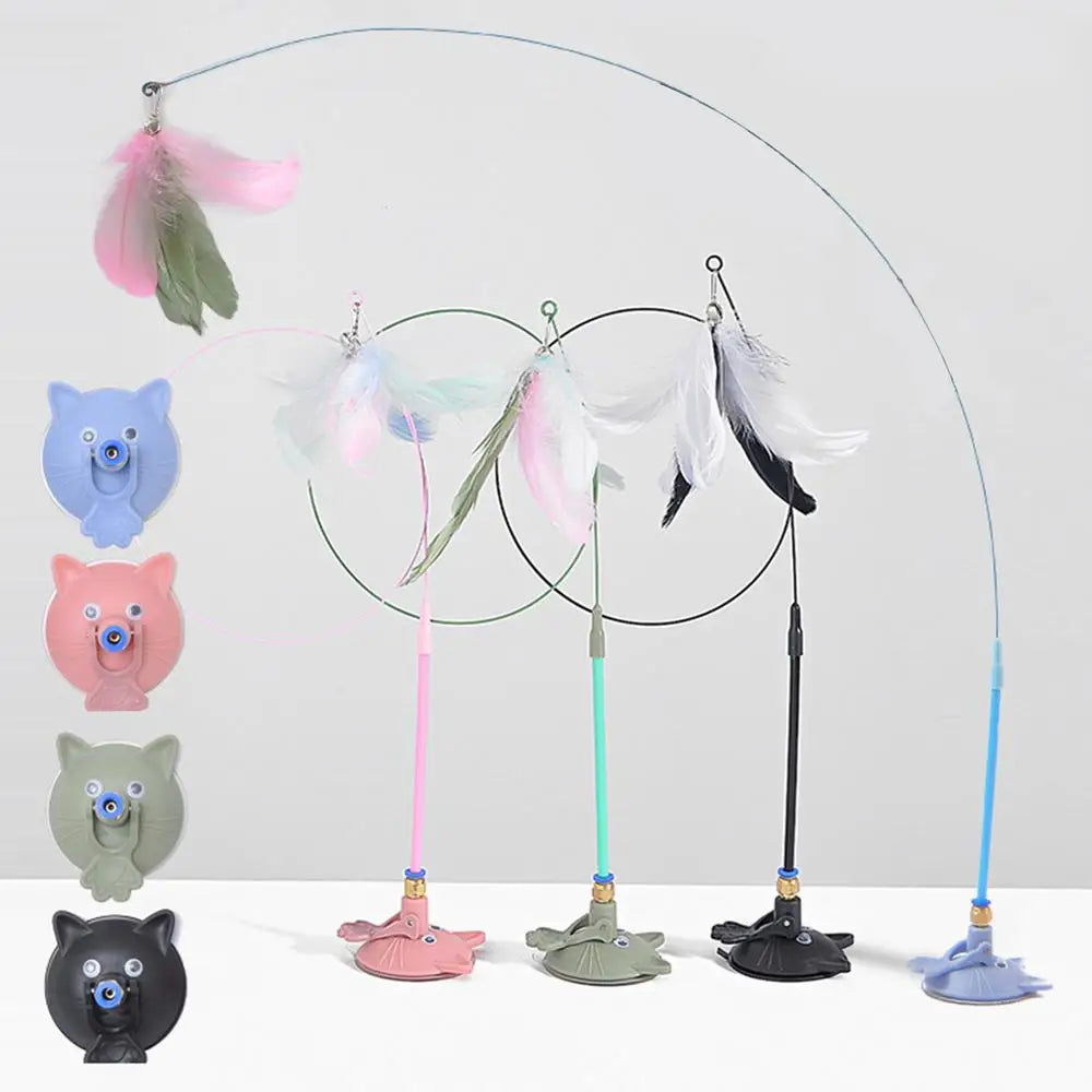 Mystery Paw Suction Cup Feather Teaser Wand - Endless Fun for Your Feline!