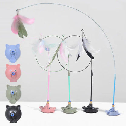 Mystery Paw Suction Cup Feather Teaser Wand - Endless Fun for Your Feline!