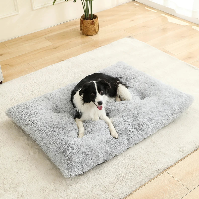 Long Plush Calming Bed - Cozy Retreat for Anxious Pets