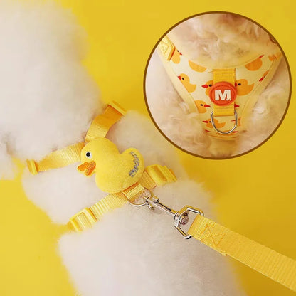 Mystery Paw Cartoon Duck Harness & Leash Set for Small Dogs & Cats