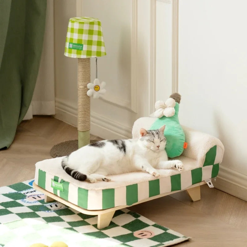 Mystery Paw Elevated Pet Bed with Cozy Pad & Pillow