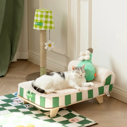 Mystery Paw Elevated Pet Bed with Cozy Pad & Pillow