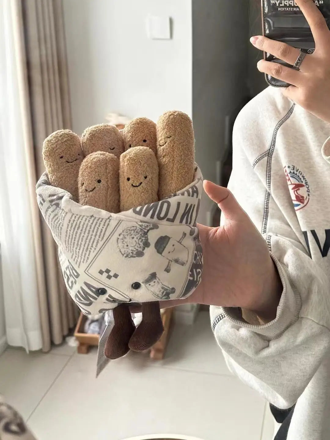 Mystery Paw Plush Pet Toys Set - French Fries, Apple, & Duck