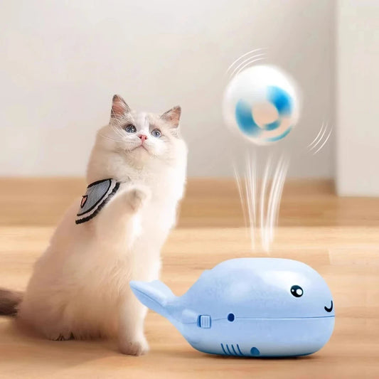 Electric Floating Whale Cat Toy - USB-Powered Fun!