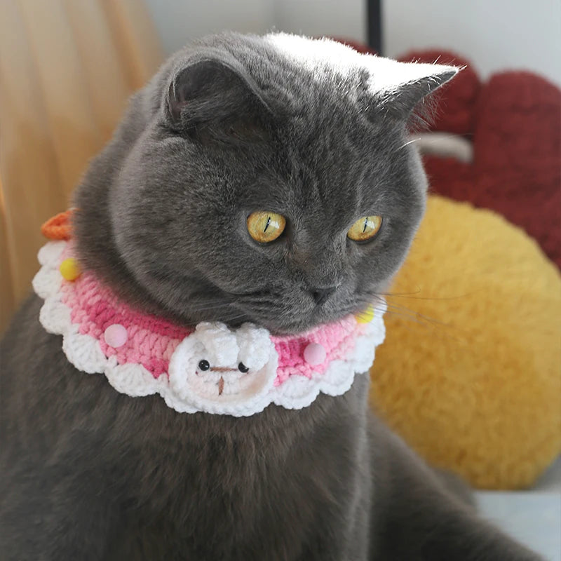 Cozy Wool Pet Necklaces & Collars for Cats and Small Dogs