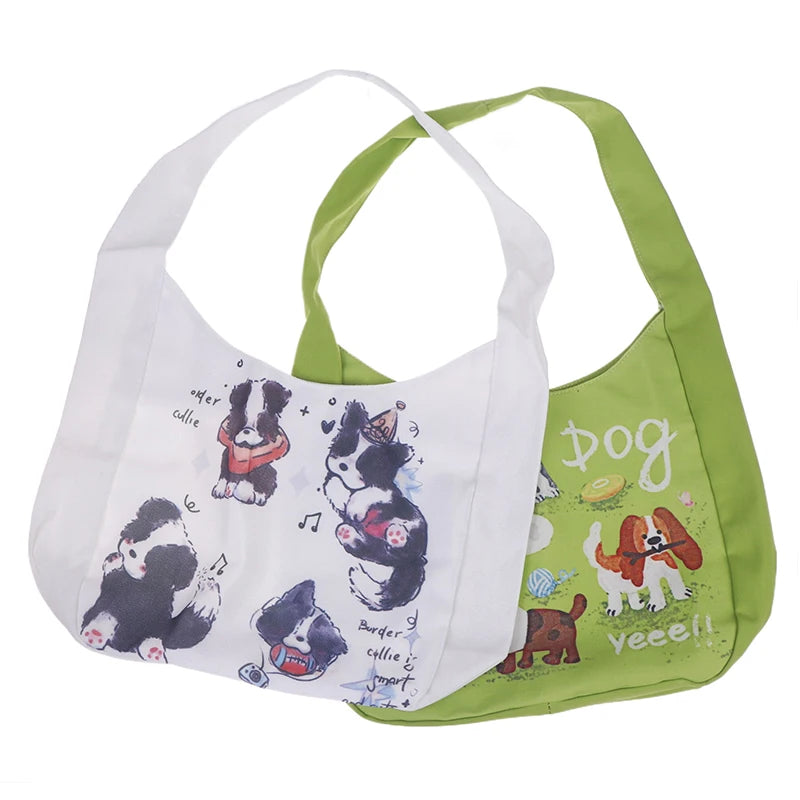 Mystery Paw Fresh Green Puppy Shoulder Bag - Stylish and Spacious Tote