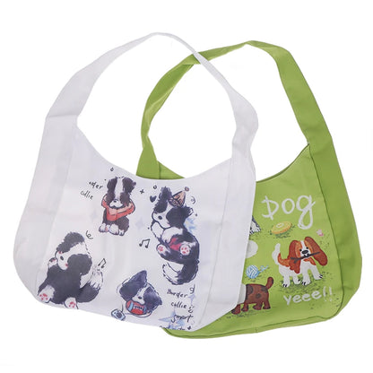 Mystery Paw Fresh Green Puppy Shoulder Bag - Stylish and Spacious Tote