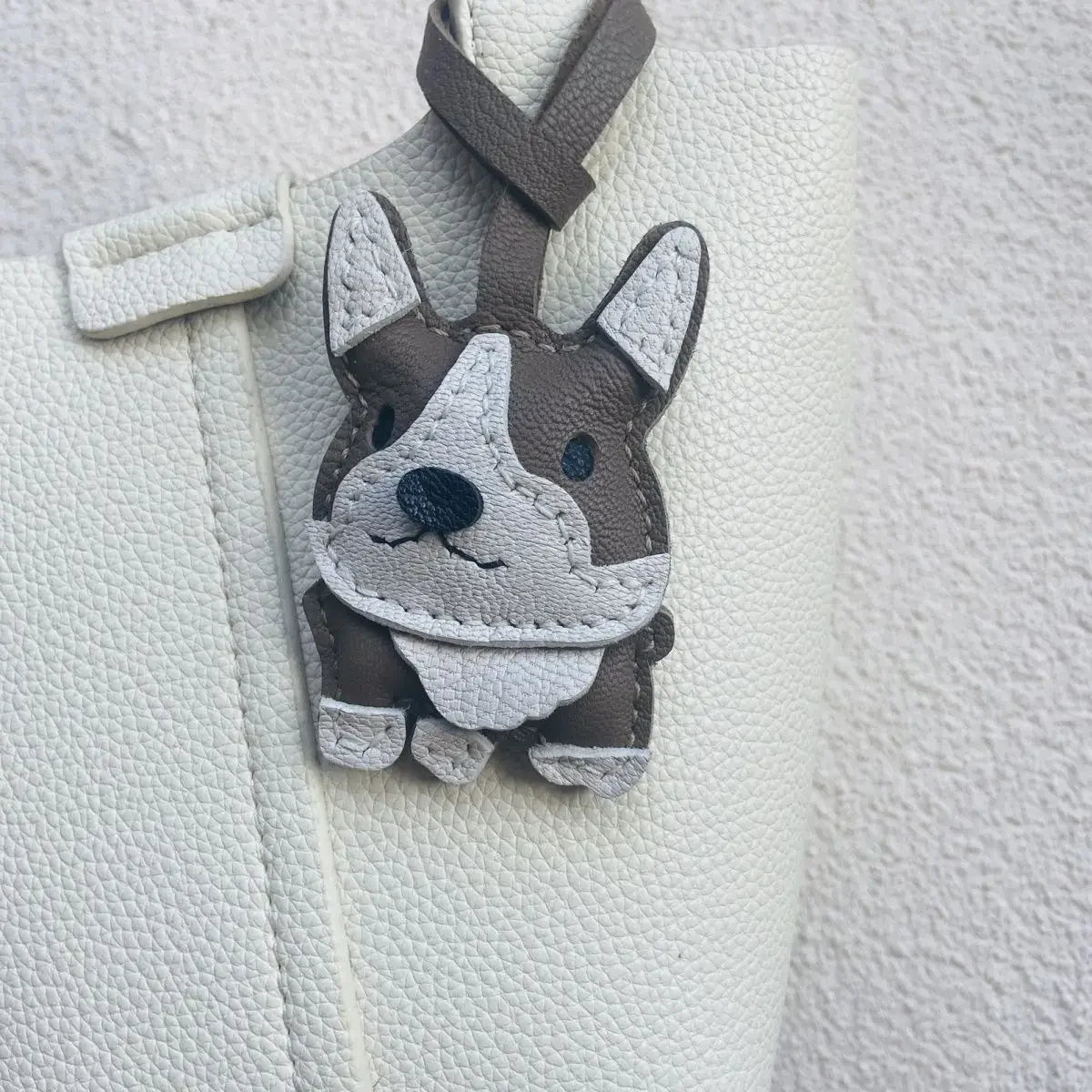 Charming Puppy-Themed Cowhide Key Chains & Backpack Charms