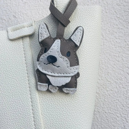 Charming Puppy-Themed Cowhide Key Chains & Backpack Charms