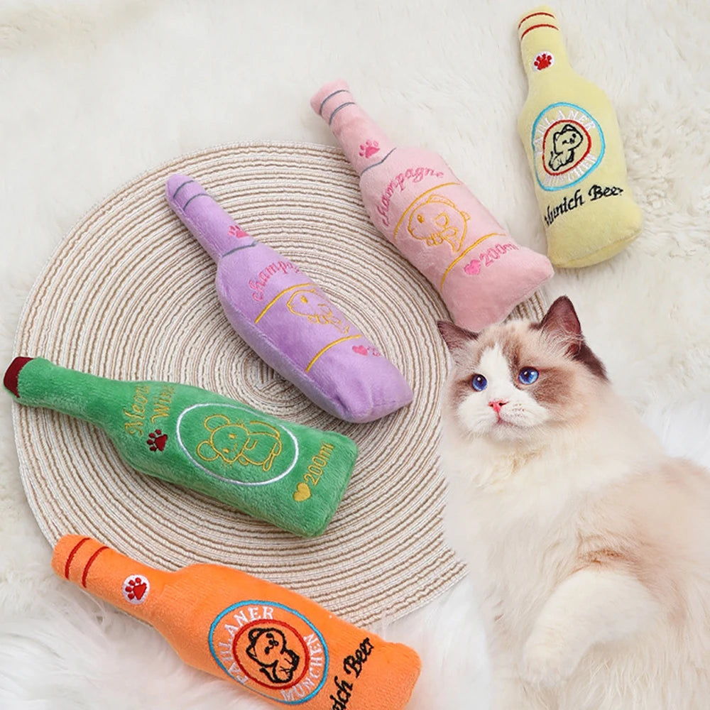 Mystery Paw Funny Bottle Plush Catnip Toy - Crinkle & Mint Fun for Cats!