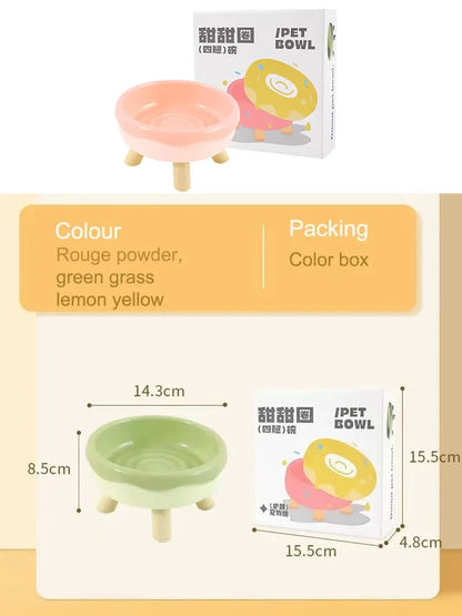 Colorful Tall Cat and Small Dog Feeding Bowl with Non-Slip Base