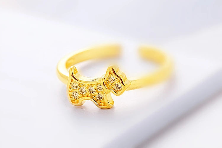 925 Sterling Silver Zircon Puppy Dog Stud Earrings