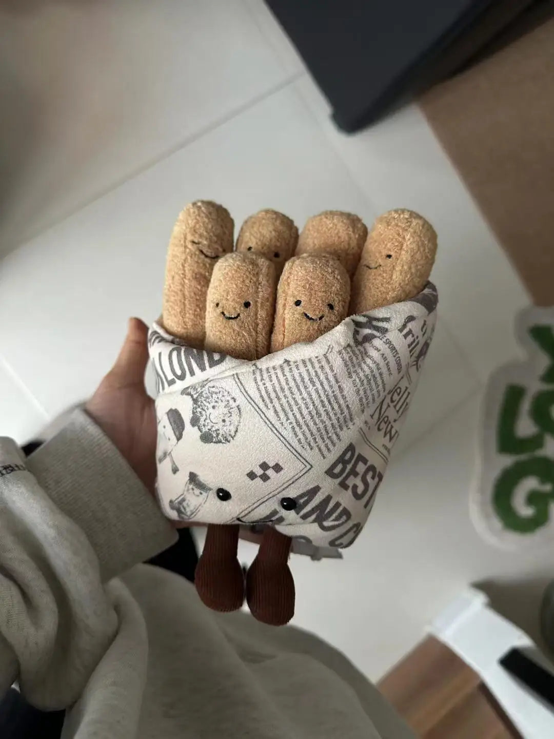 Mystery Paw Plush Pet Toys Set - French Fries, Apple, & Duck