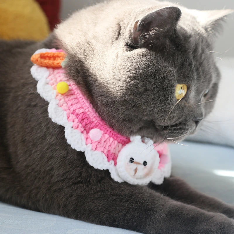 Cozy Wool Pet Necklaces & Collars for Cats and Small Dogs