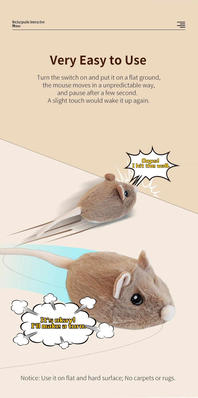 Mystery Paw Electric Interactive Mouse Cat Toy