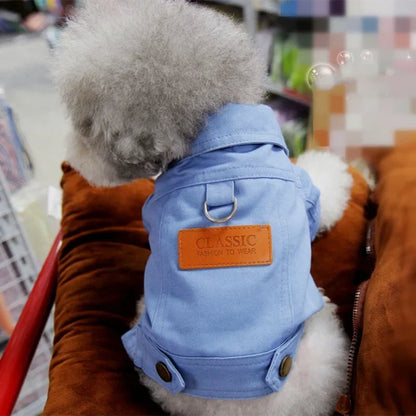 Mystery Paw Spring & Summer Dog Denim Vest with Leash Ring