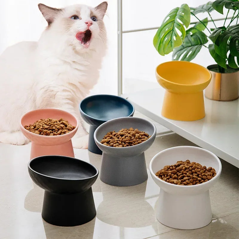 Nordic Style Elevated Ceramic Pet Bowls for Cats & Dogs