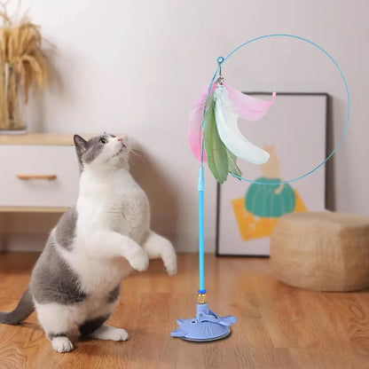 Mystery Paw Suction Cup Feather Teaser Wand - Endless Fun for Your Feline!