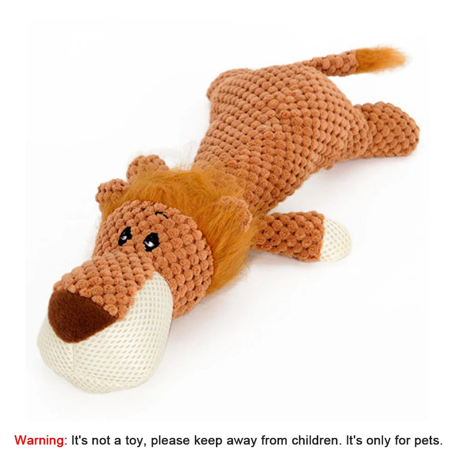 Squeaky Lion, Wolf, & Elephant Plush Toys for Dogs