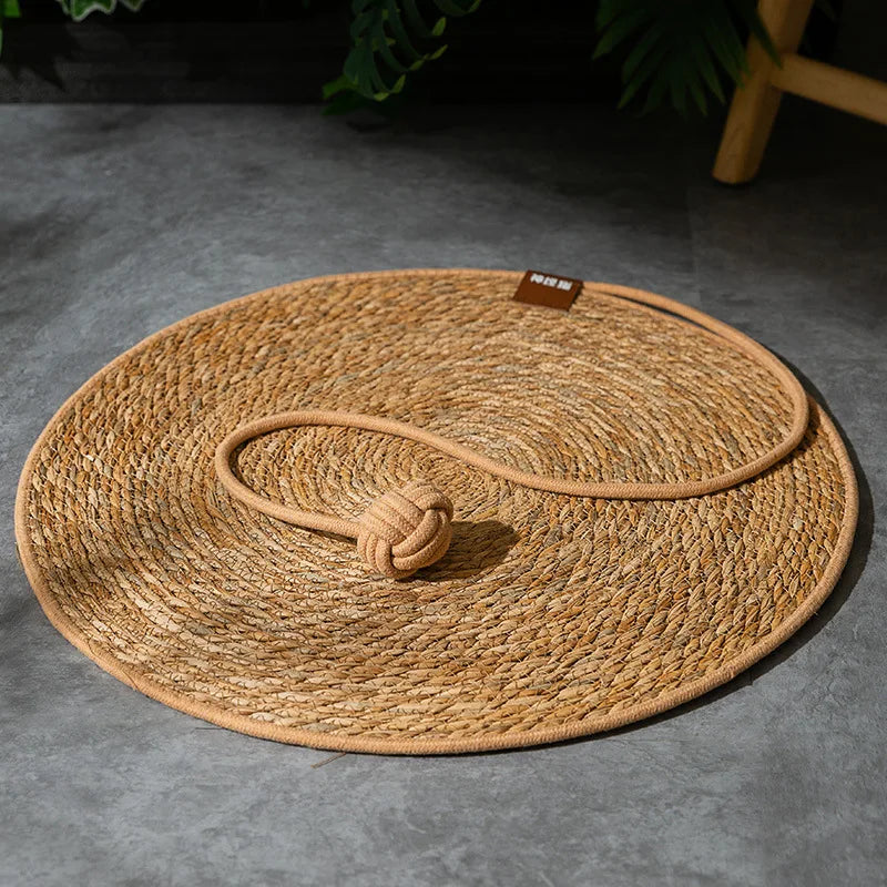 Mystery Paw Natural Rattan Cat Scratcher Mat - Elegant Floor & Furniture Protector