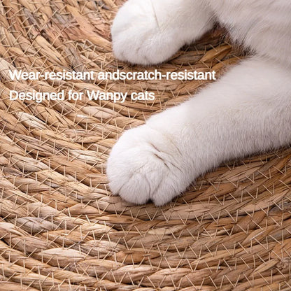 Mystery Paw Natural Rattan Cat Scratcher Mat - Elegant Floor & Furniture Protector