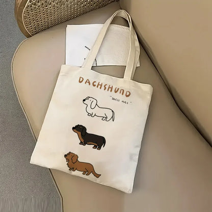 Dachshund Delight Canvas Tote Bag - Adorable Sausage Dog Design for Pet Lovers
