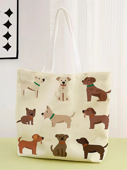 Cartoon Dog Canvas Tote - Stylish & Eco-Friendly Shopping Bag