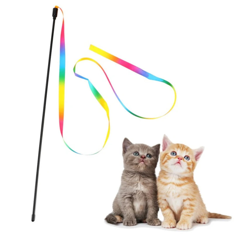 Mystery Paw Rainbow Cat Teaser Wand - Interactive Fun for Felines!