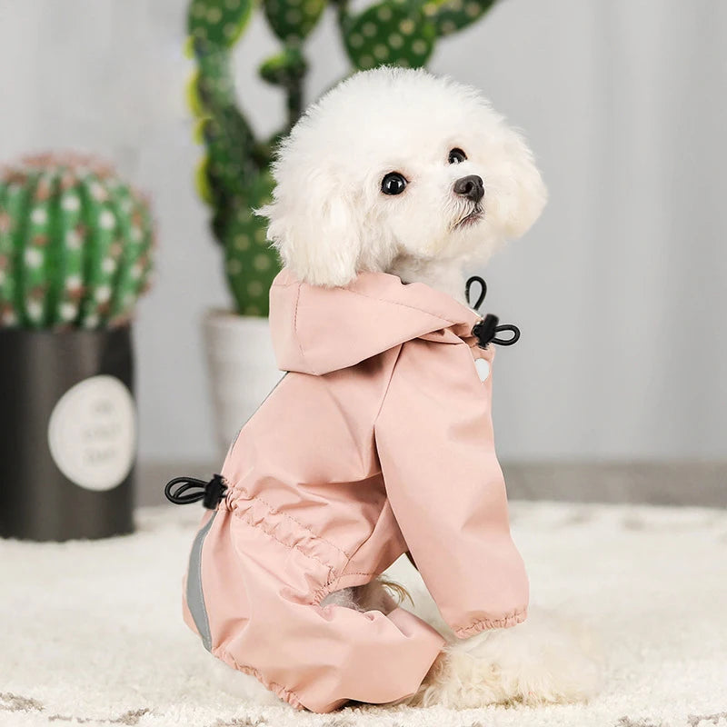 Mystery Paw Four-Legged Waterproof Dog Raincoat for Spring and Summer