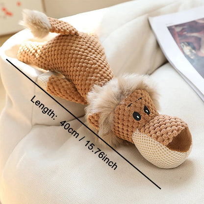 Squeaky Lion, Wolf, & Elephant Plush Toys for Dogs