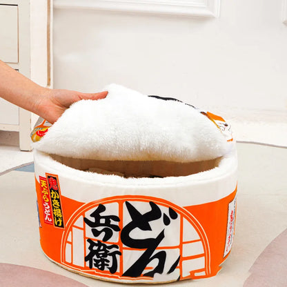 Instant Noodle Cozy Nest Bed for Cat, Cat Bed