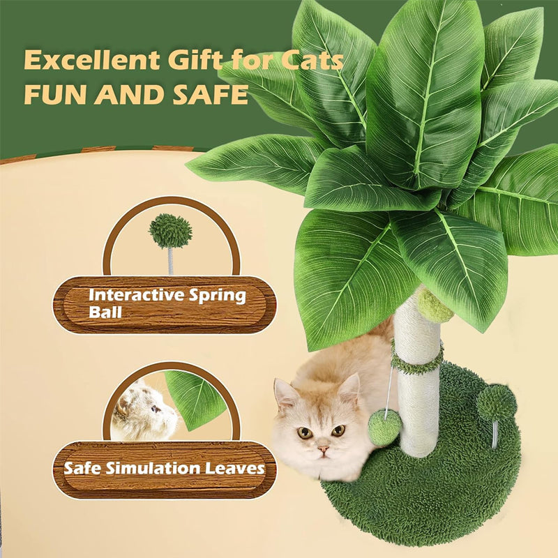 Mystery Paw Cat Scratching Tree with Sisal Rope & Interactive Toys - 65cm