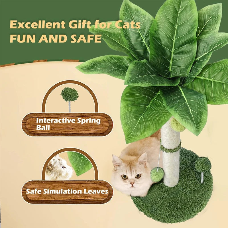 Mystery Paw Cat Scratching Tree with Sisal Rope & Interactive Toys - 65cm