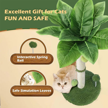 Mystery Paw Cat Scratching Tree with Sisal Rope & Interactive Toys - 65cm