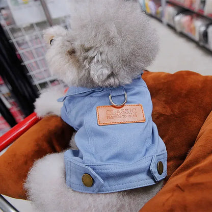 Mystery Paw Spring & Summer Dog Denim Vest with Leash Ring