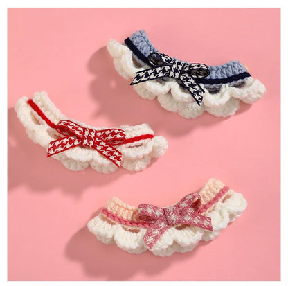 Hand-knitted Bow-knot Cat & Kitten Collar - Mystery Paw
