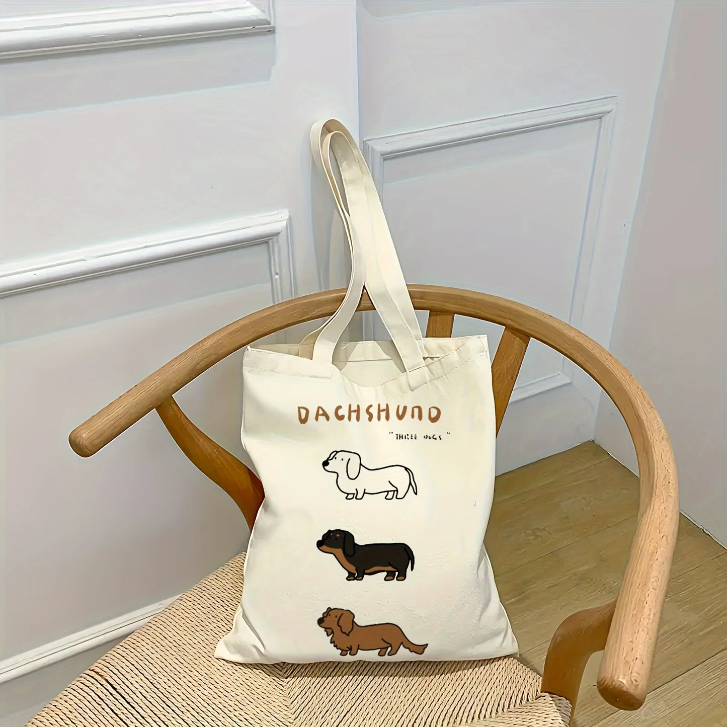 Dachshund Delight Canvas Tote Bag - Adorable Sausage Dog Design for Pet Lovers