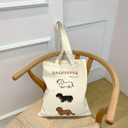 Dachshund Delight Canvas Tote Bag - Adorable Sausage Dog Design for Pet Lovers