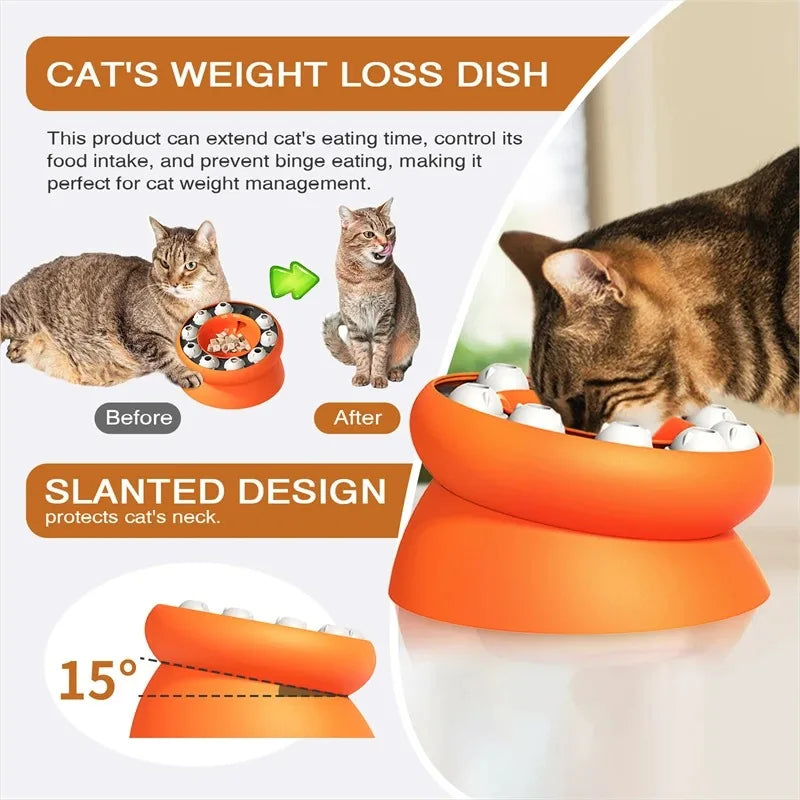Interactive Cat Puzzle Feeder Bowl - Slow Down Mealtime Fun!