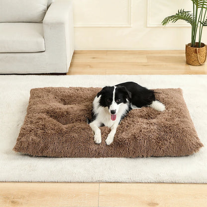 Long Plush Calming Bed - Cozy Retreat for Anxious Pets