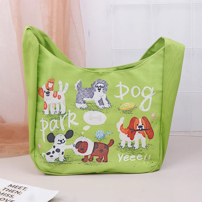 Mystery Paw Fresh Green Puppy Shoulder Bag - Stylish and Spacious Tote