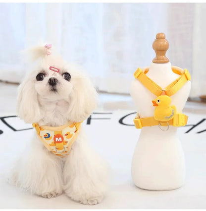 Mystery Paw Cartoon Duck Harness & Leash Set for Small Dogs & Cats