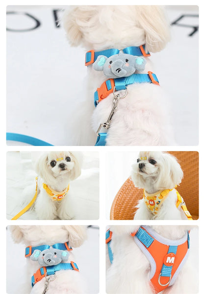 Animal Print Adjustable Vest Harness & Leash Set for Small Dogs and Cats
