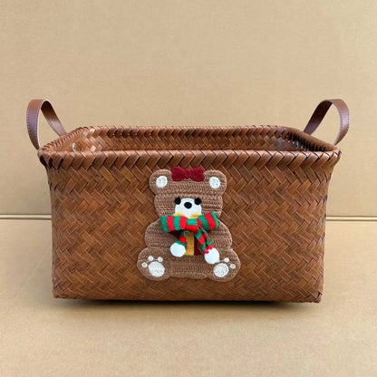 Stylish Plastic Woven Pet Toy Organizer with PU Handle