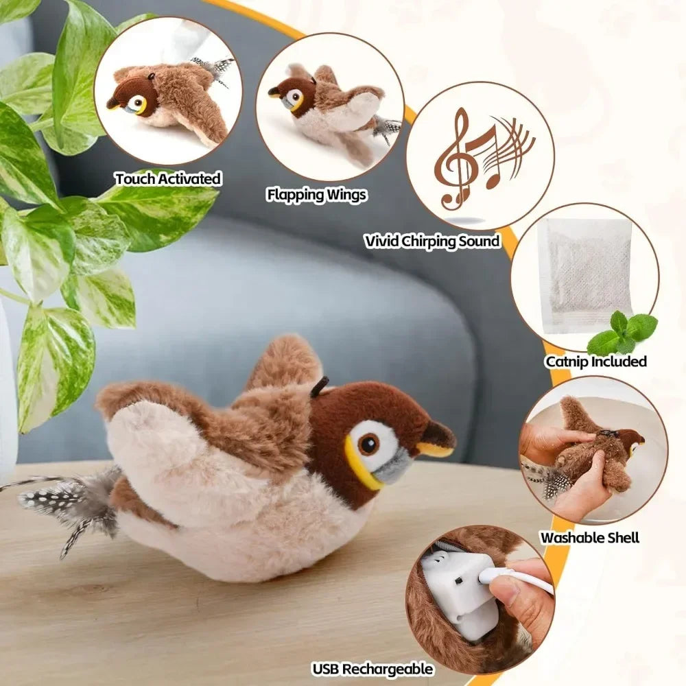 Mystery Paw Bird Chirping Toy for Cats & Dogs - Interactive Fun with Catnip
