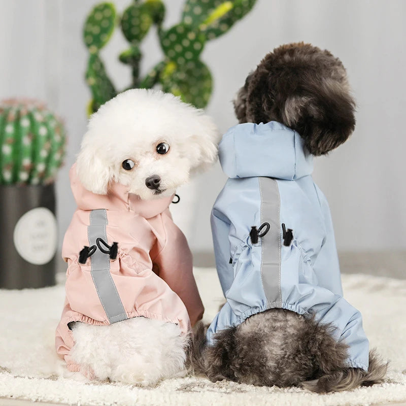 Mystery Paw Four-Legged Waterproof Dog Raincoat for Spring and Summer