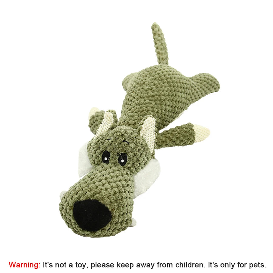 Squeaky Lion, Wolf, & Elephant Plush Toys for Dogs