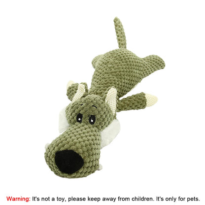 Squeaky Lion, Wolf, & Elephant Plush Toys for Dogs